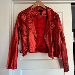 Metallic Red Moto Jacket